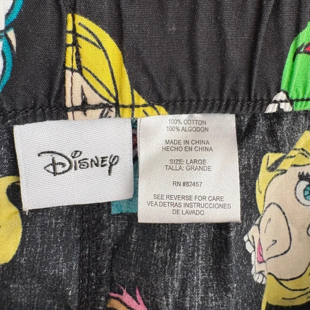Disney Muppets Pajama Pants Large Black Kermit Miss Piggy Animal Cotton Lounge - Picture 4 of 4